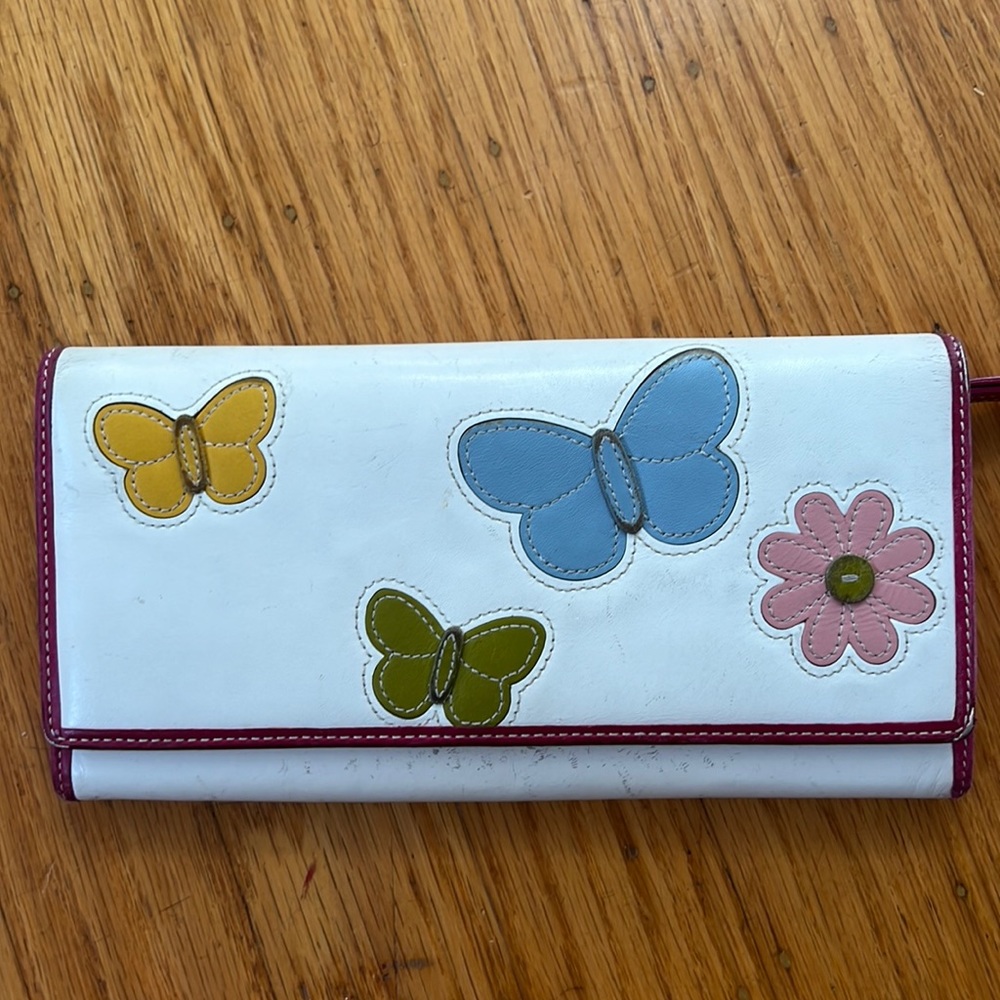 Vintage Rare Limited Edition Spring Coach Butterfly Embroidered Long Wallet!